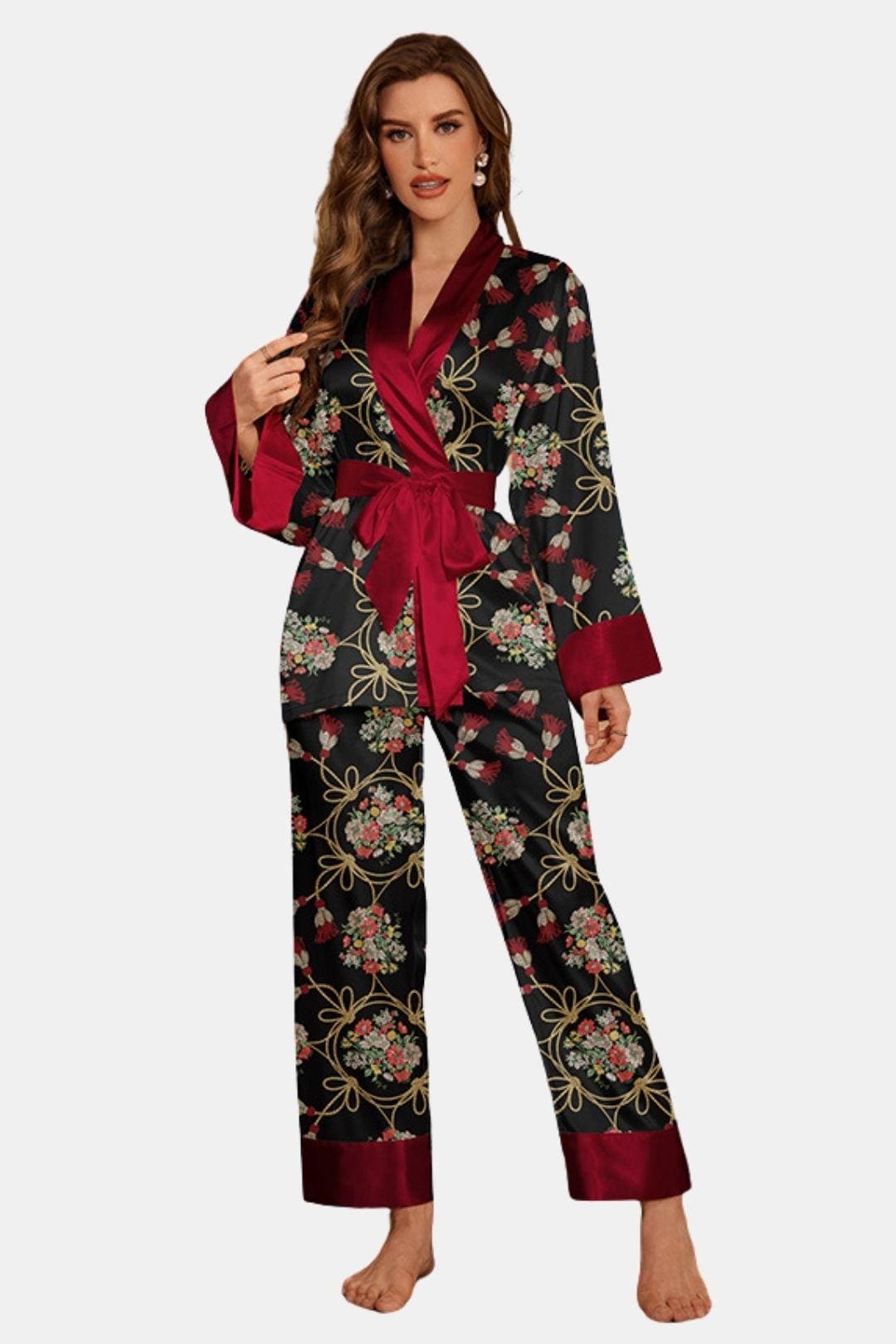 Chiara - Printed Satin Two-Piece Homewear Set