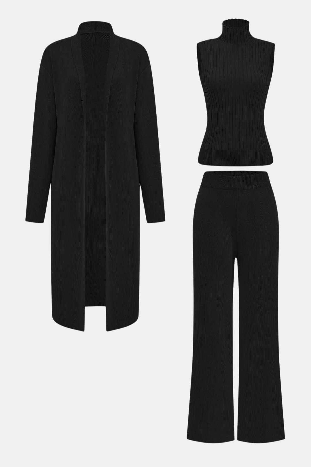 Elisa - Knit Tank Top, Cardigan & Pants Set