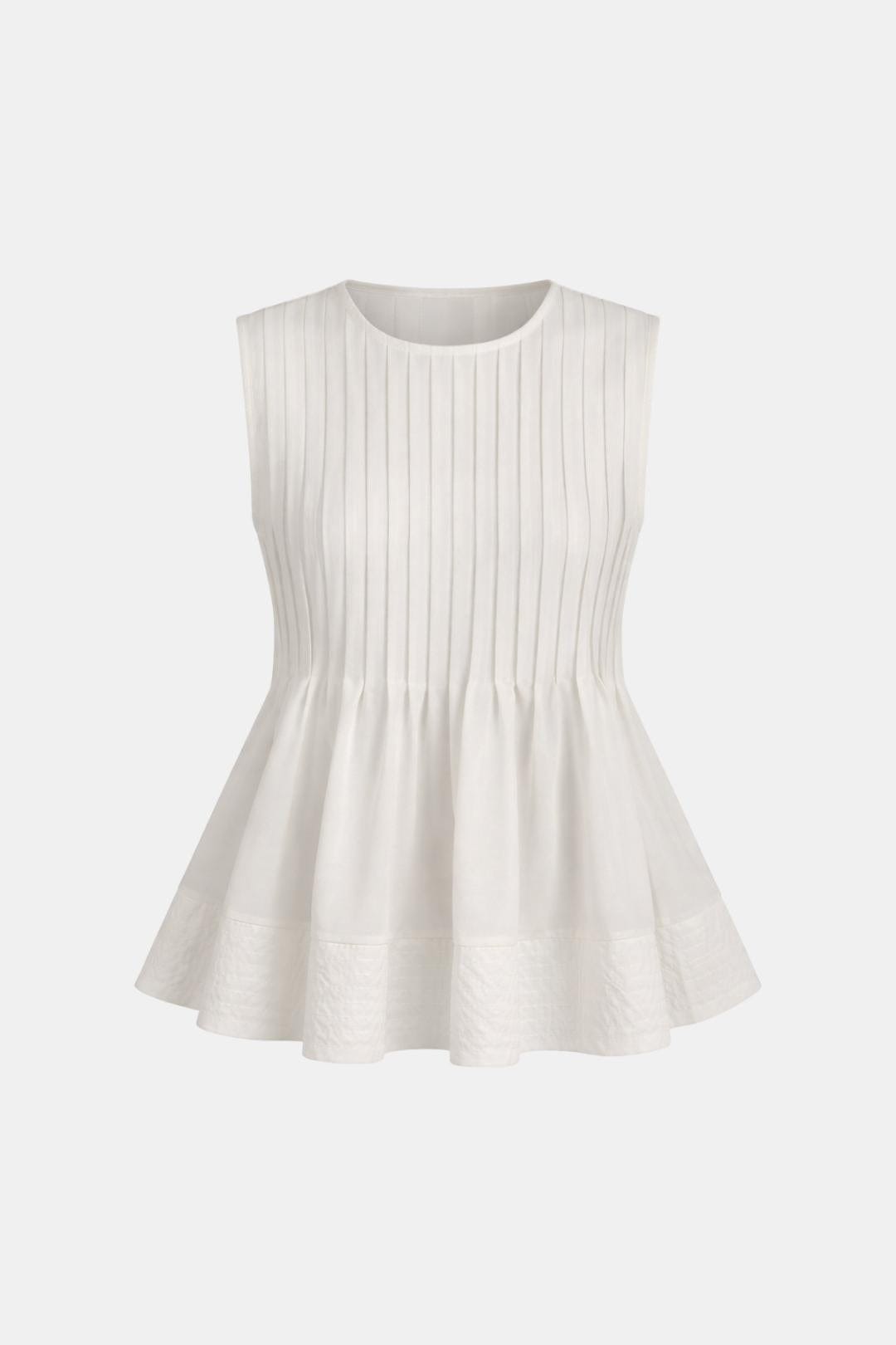 Elodia – Pleated Peplum Sleeveless Blouse