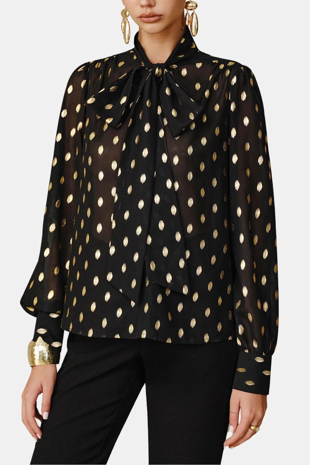 Ismera – Polka Dot Bow Neck Blouse