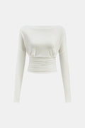 Callia – Ruched Waist Semi-Sheer Long Sleeve Top
