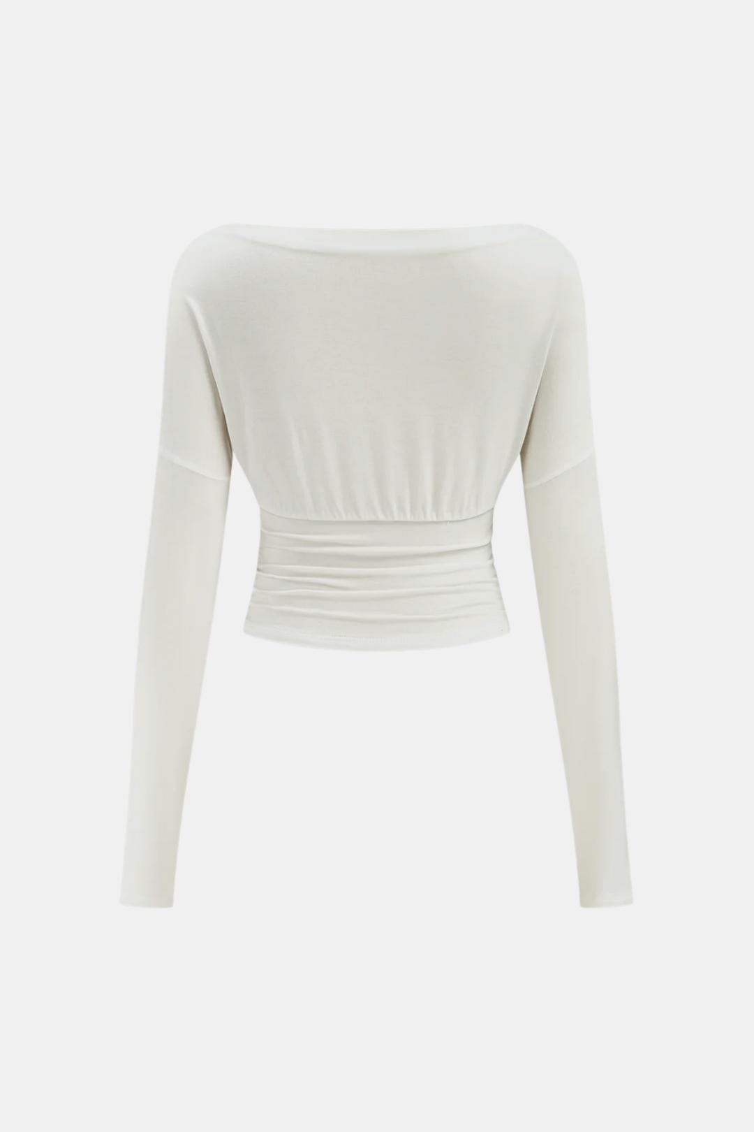 Callia – Ruched Waist Semi-Sheer Long Sleeve Top
