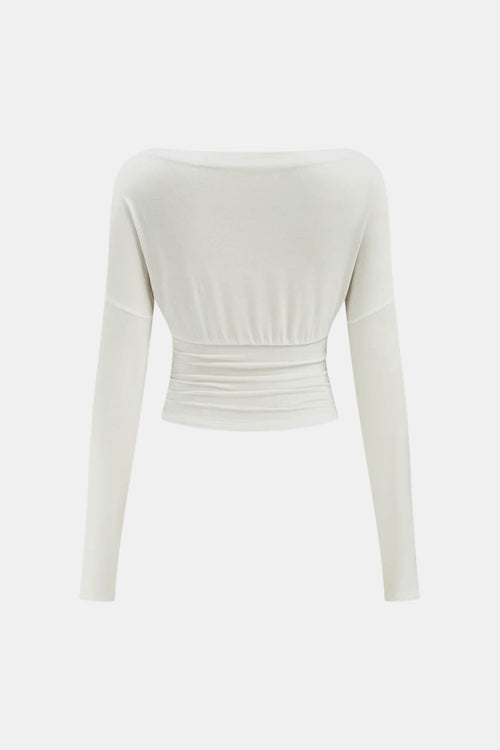 Callia – Ruched Waist Semi-Sheer Long Sleeve Top