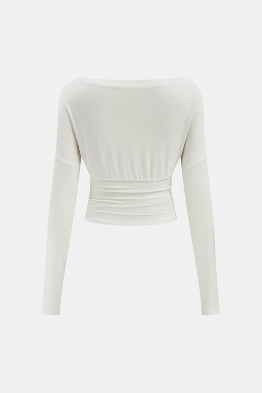 Callia – Ruched Waist Semi-Sheer Long Sleeve Top