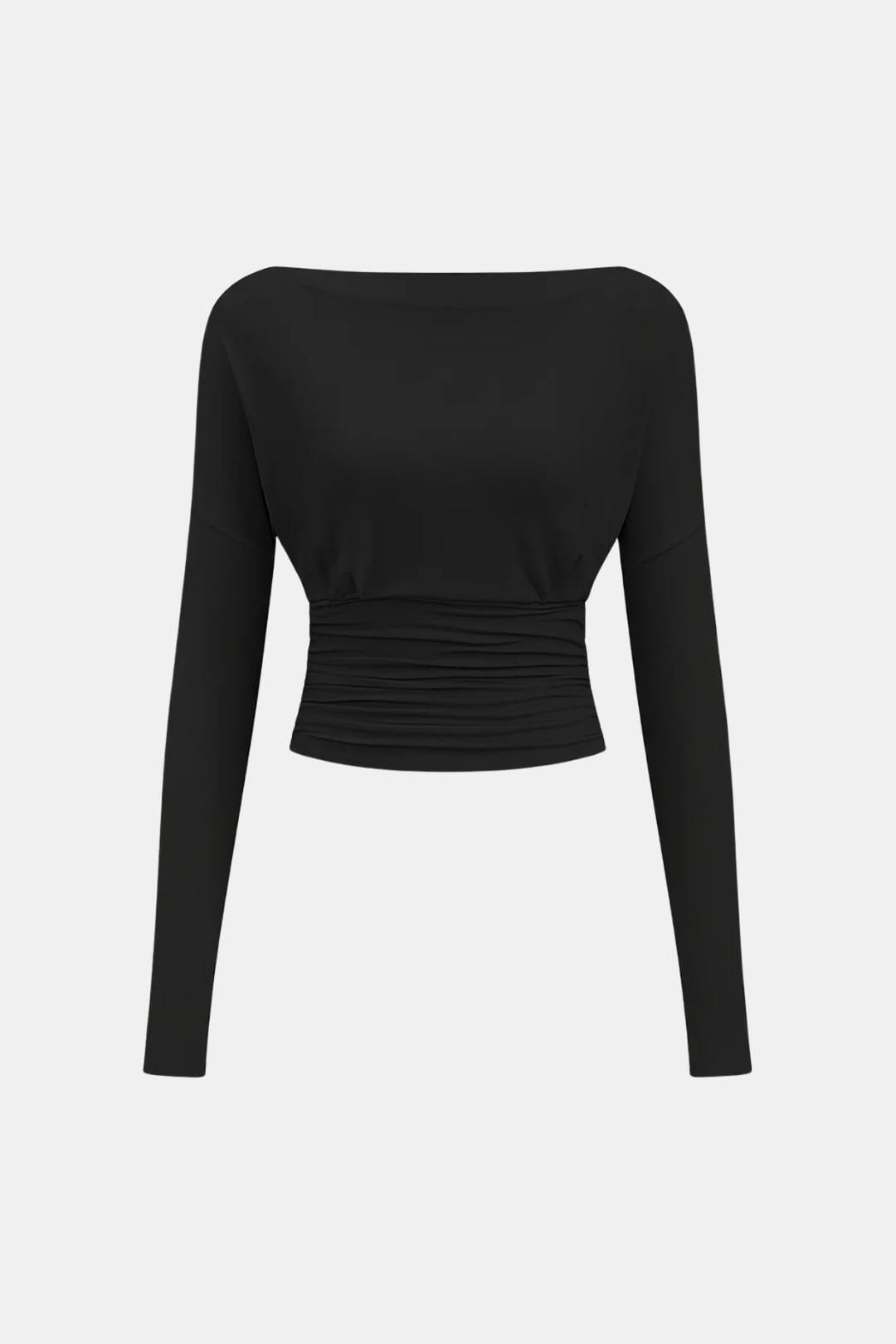 Callia – Ruched Waist Semi-Sheer Long Sleeve Top