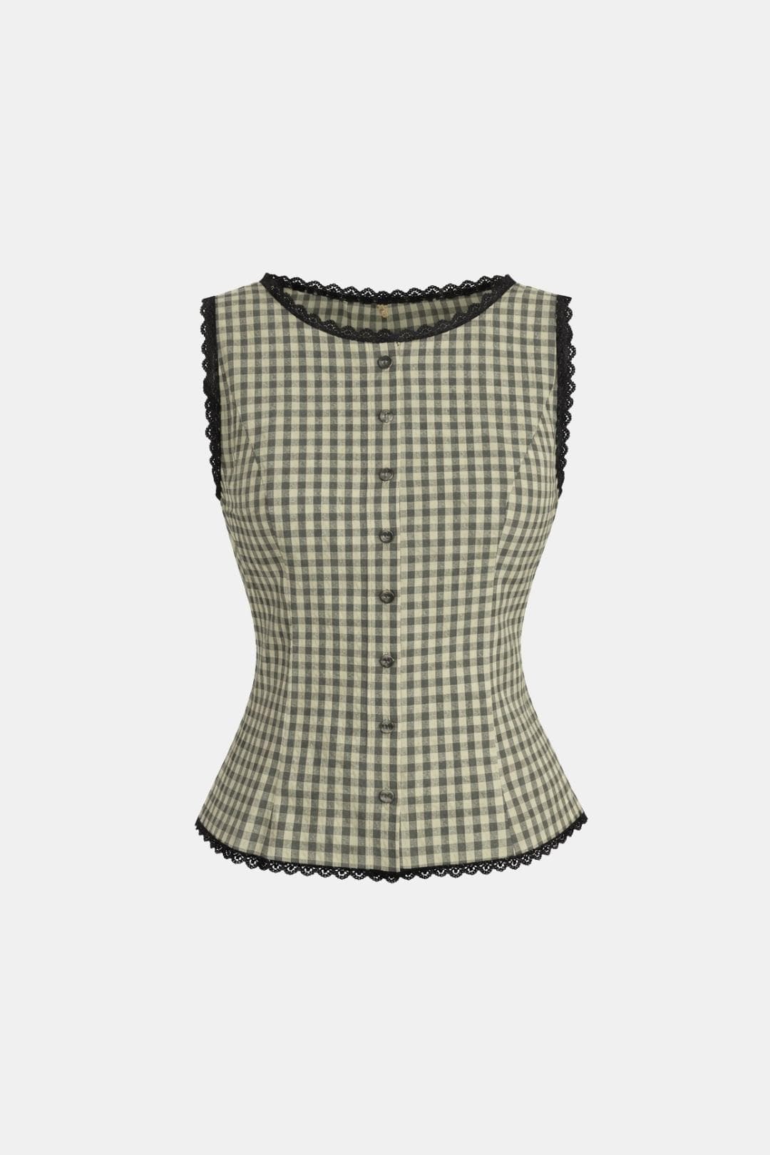 Corvina – Plaid Lace Trim Tailored Vest