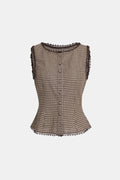 Corvina – Plaid Lace Trim Tailored Vest