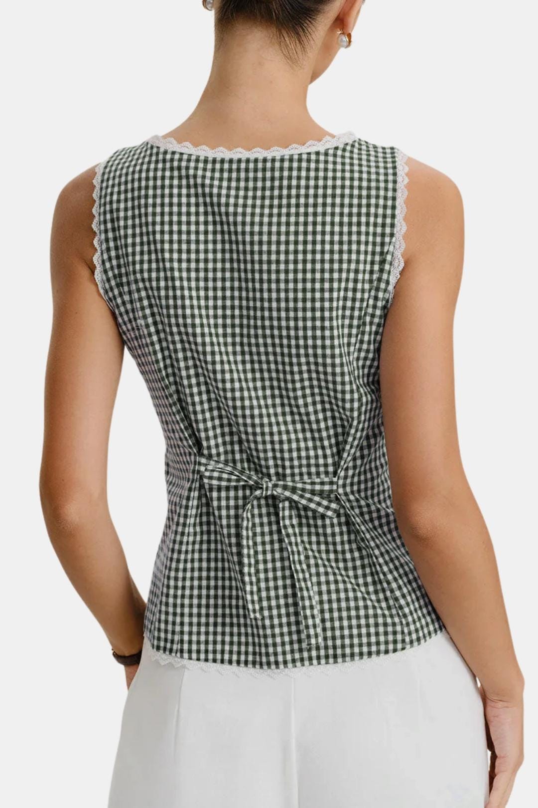 Corvina – Plaid Lace Trim Tailored Vest