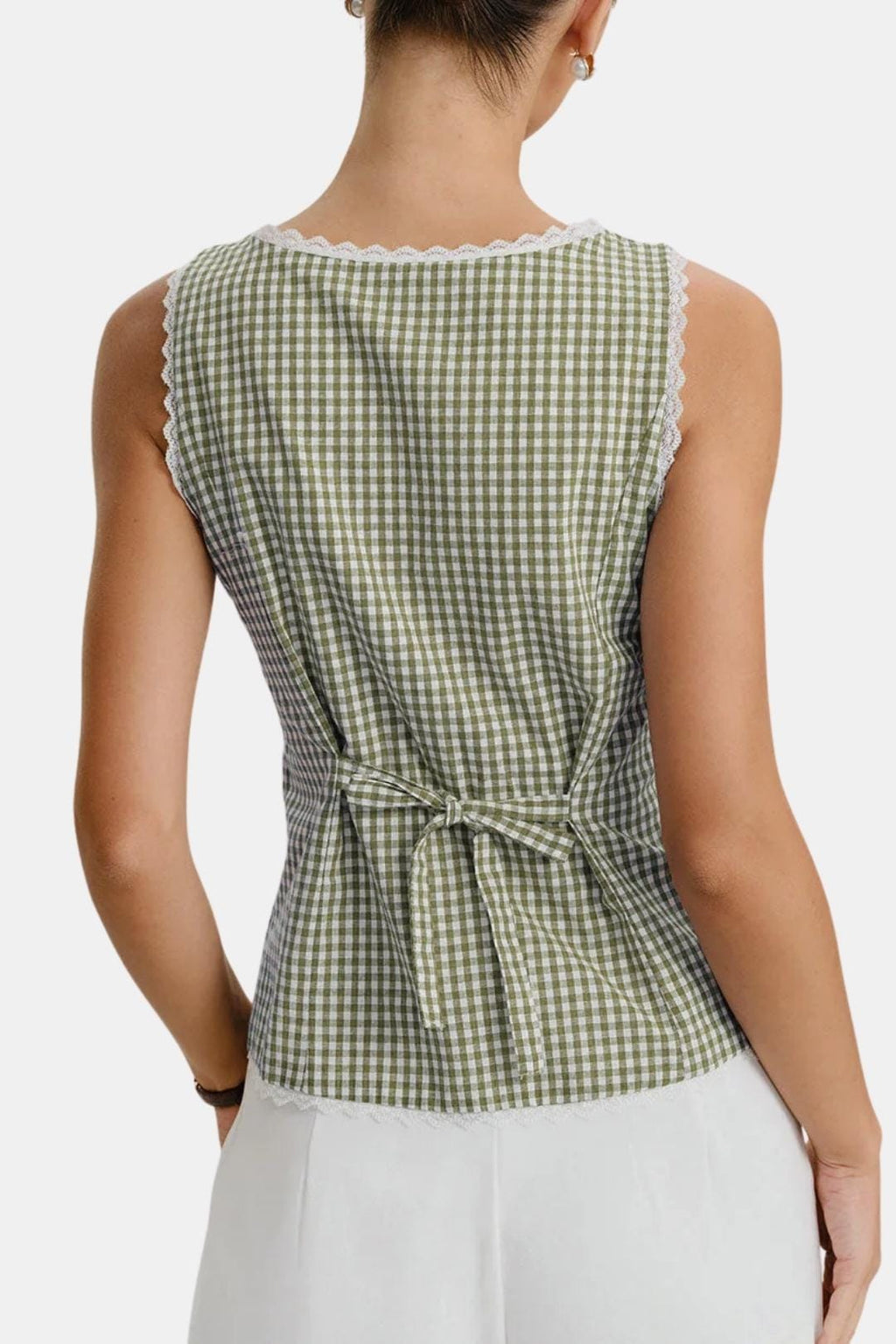 Corvina – Plaid Lace Trim Tailored Vest