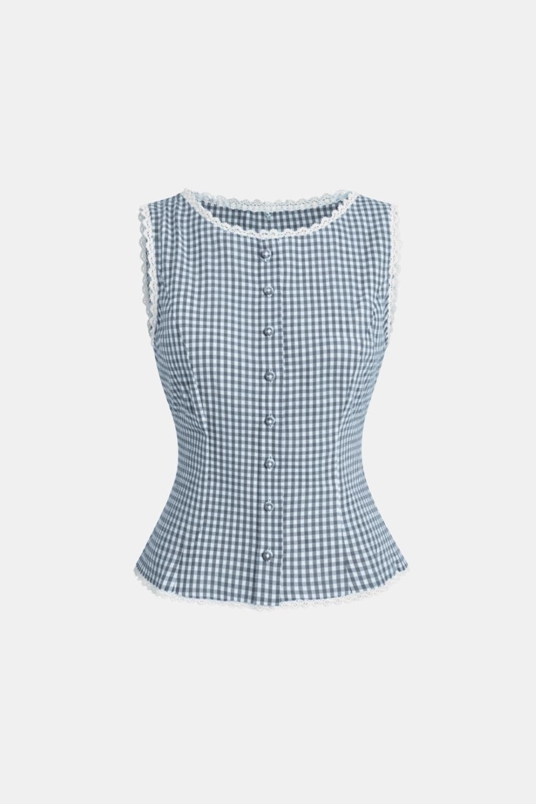 Corvina – Plaid Lace Trim Tailored Vest