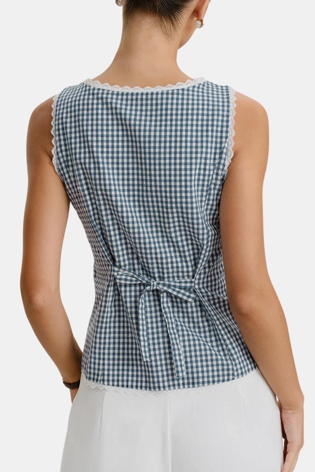 Corvina – Plaid Lace Trim Tailored Vest