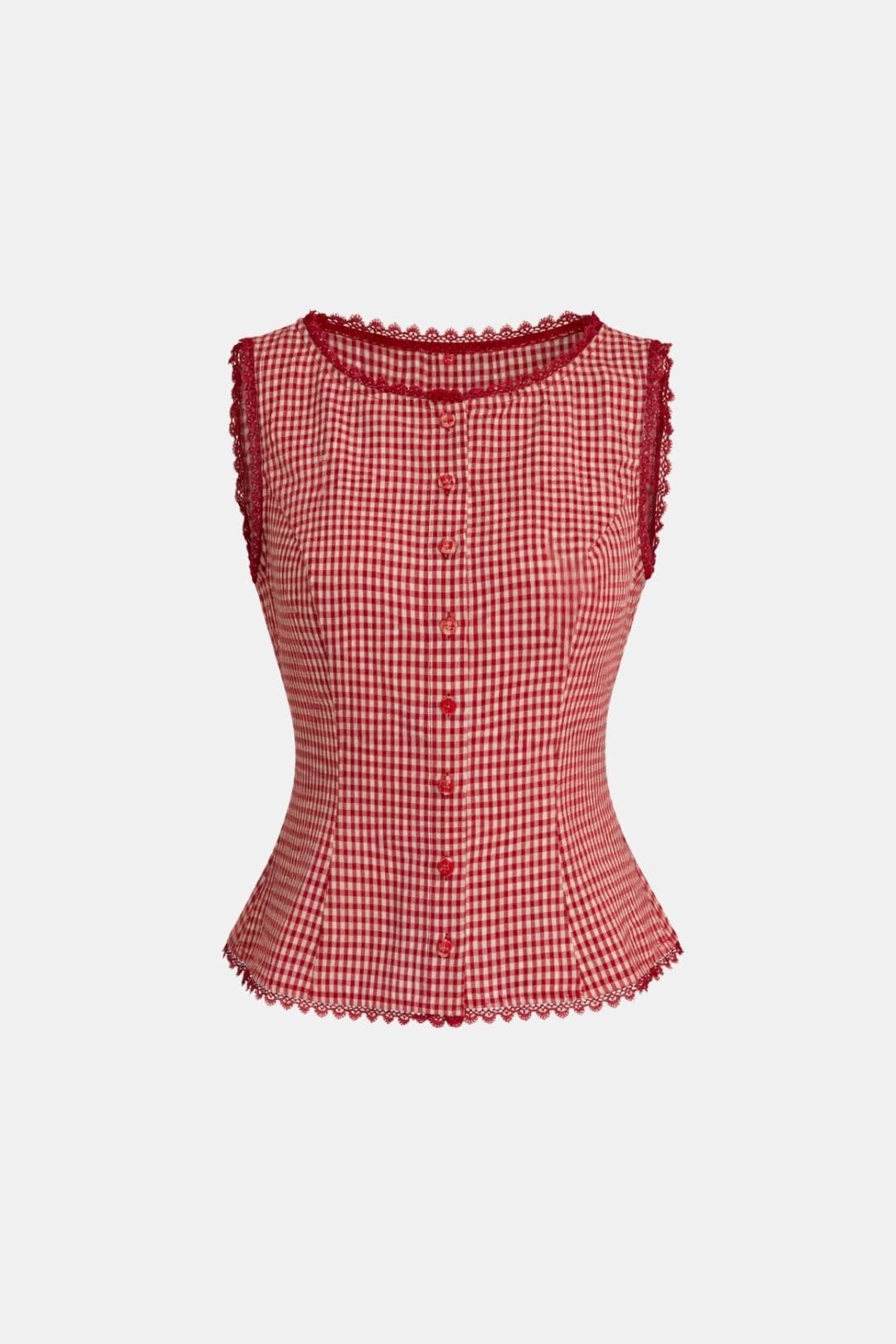 Corvina – Plaid Lace Trim Tailored Vest