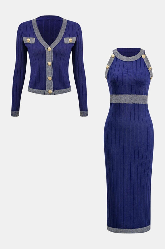 Eleonora - Knit Button Cardigan & Dress Set