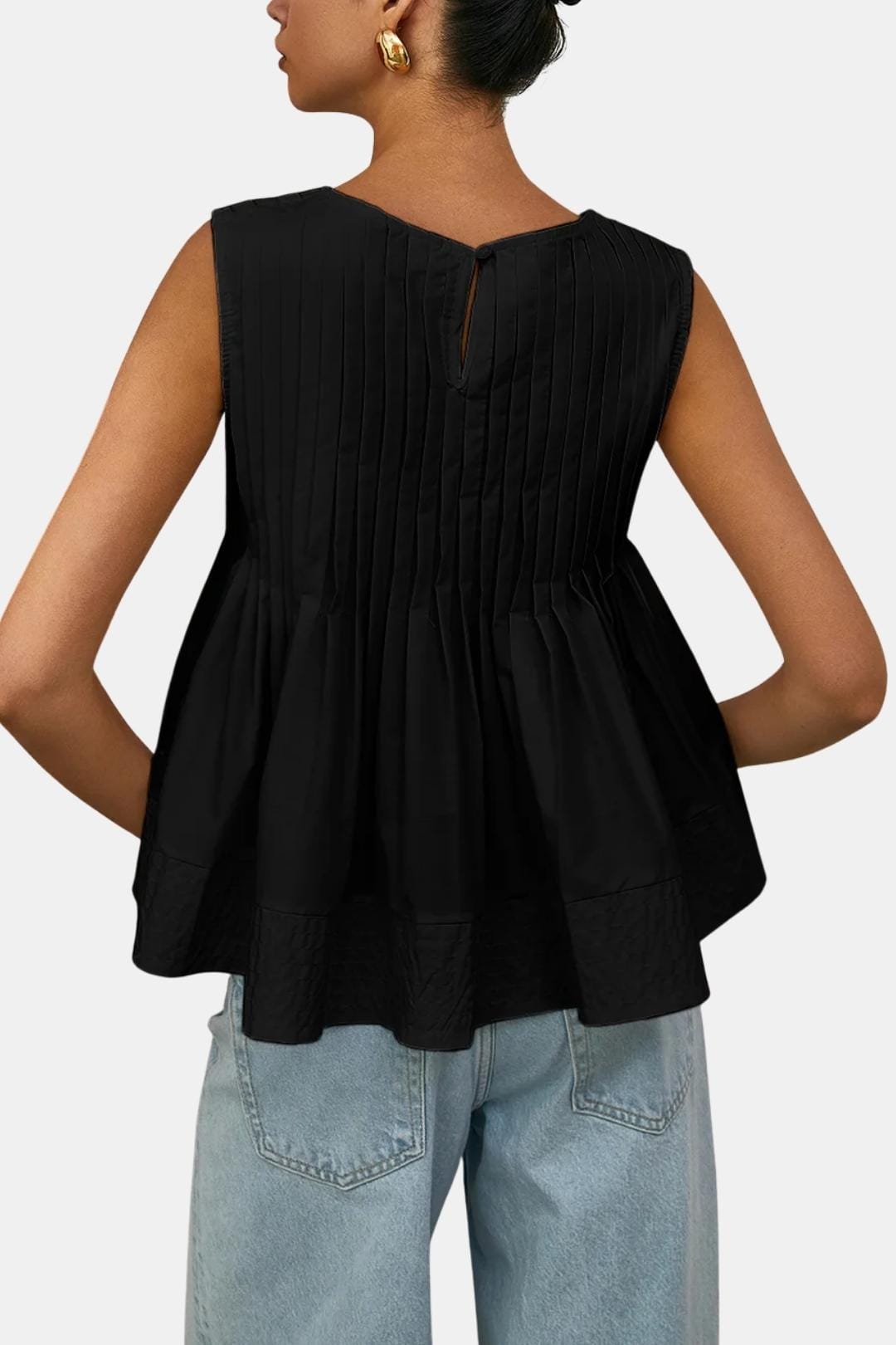 Elodia – Pleated Peplum Sleeveless Blouse