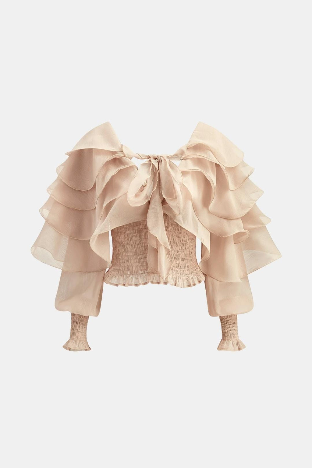 Elvessa – Semi-Sheer Ruffle Backless Top