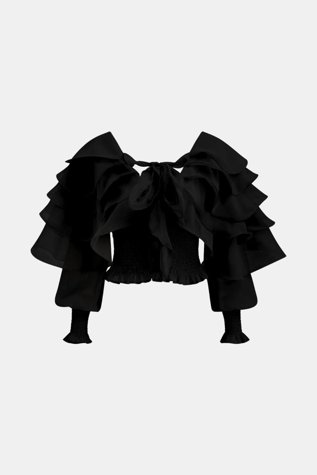 Elvessa – Semi-Sheer Ruffle Backless Top