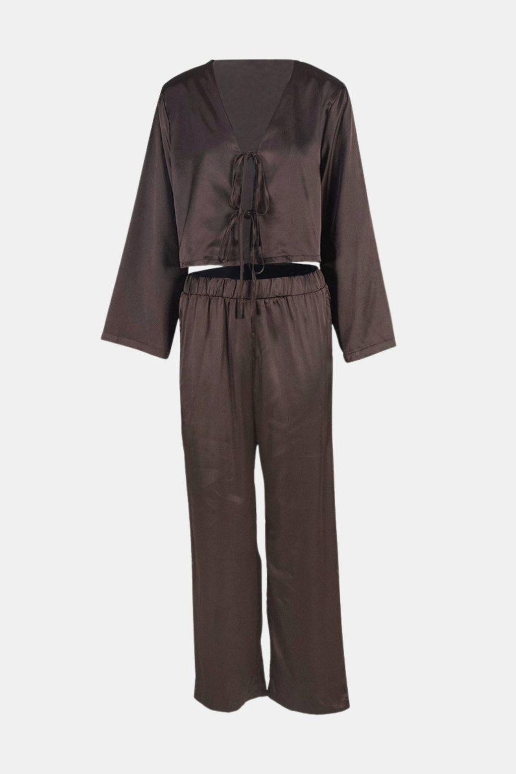 Giulia - Satin Lace-Up Two-Piece Homewear Set