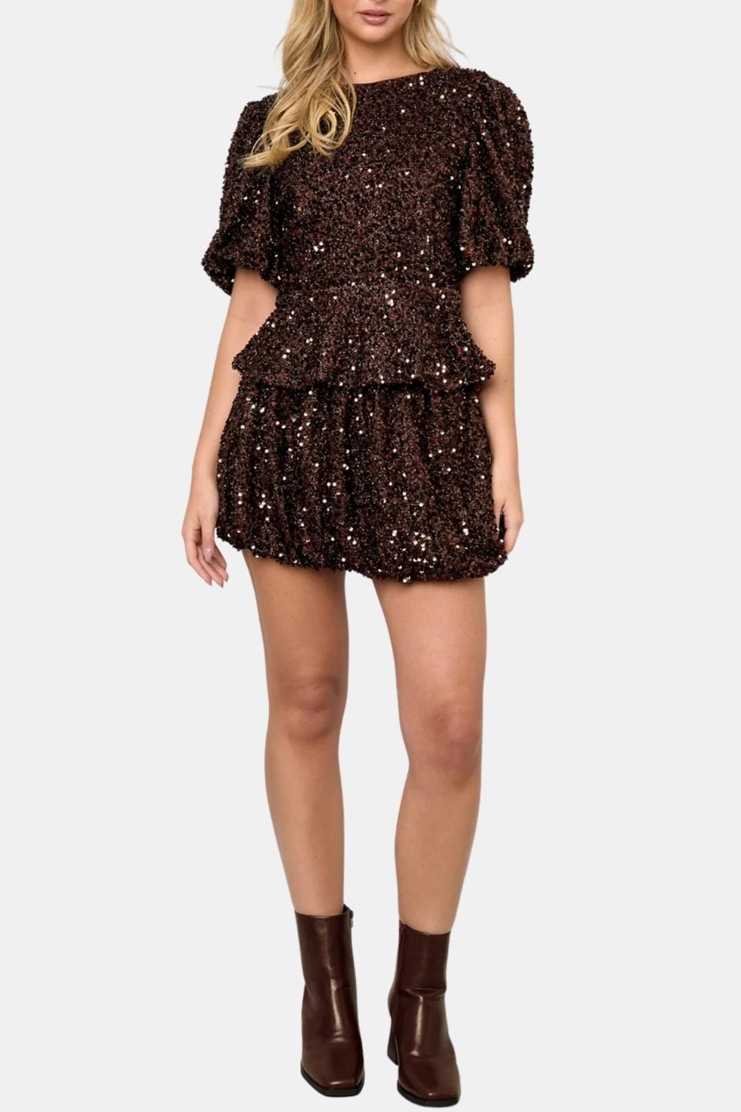 Hayden – Shimmered Puff-Sleeve Party Top