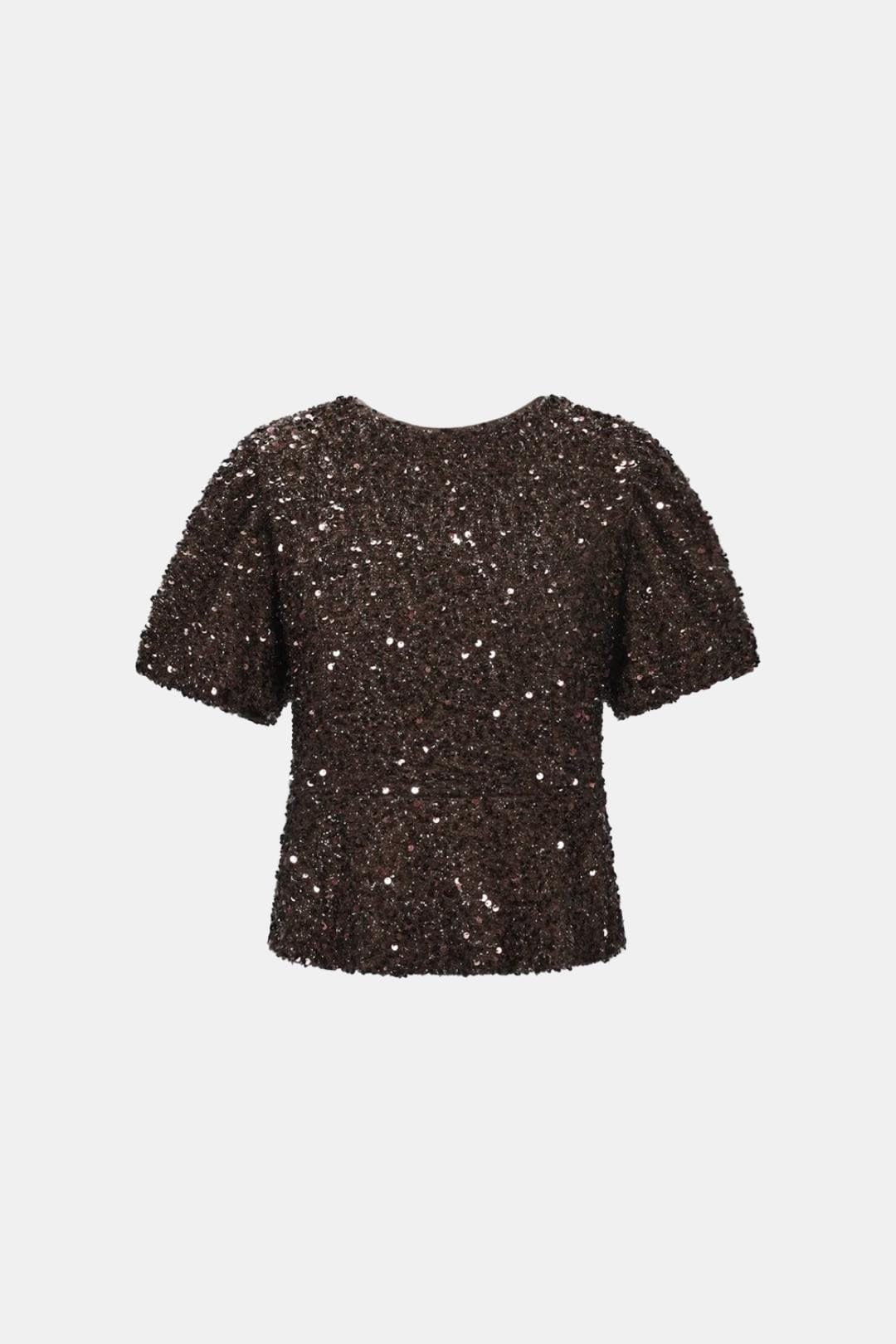Hayden – Shimmered Puff-Sleeve Party Top