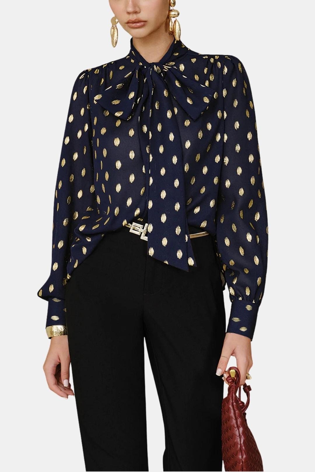 Ismera – Polka Dot Bow Neck Blouse