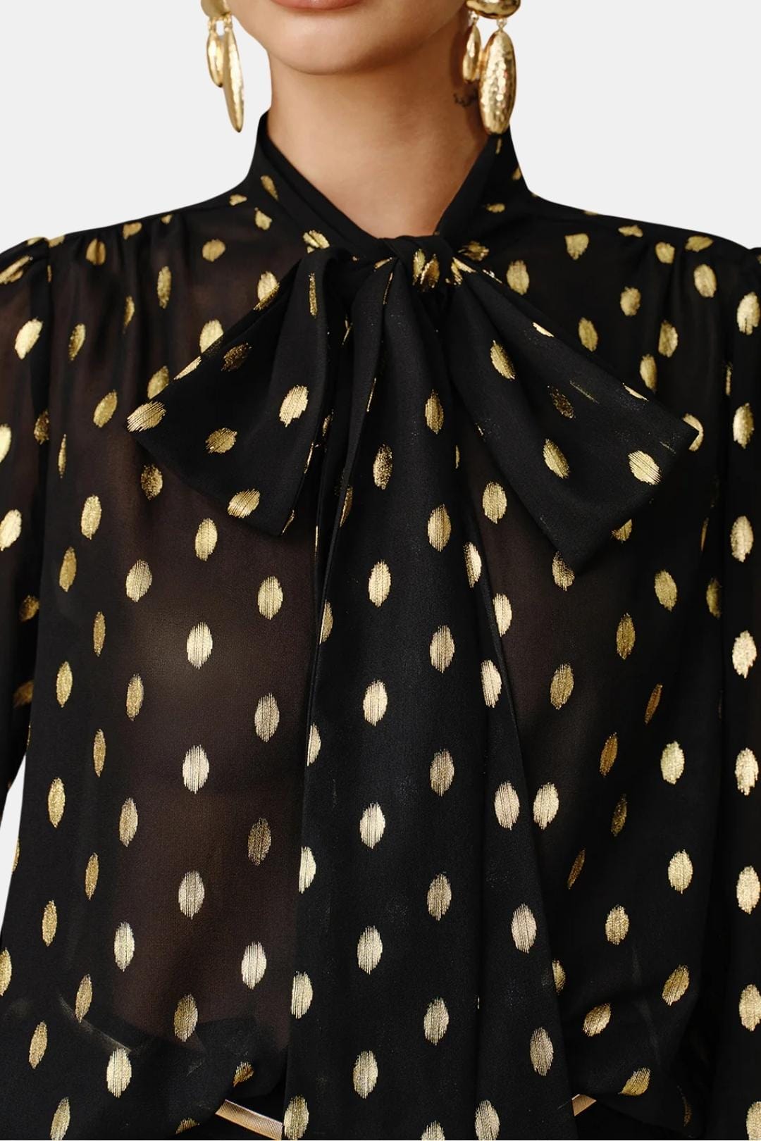 Ismera – Polka Dot Bow Neck Blouse