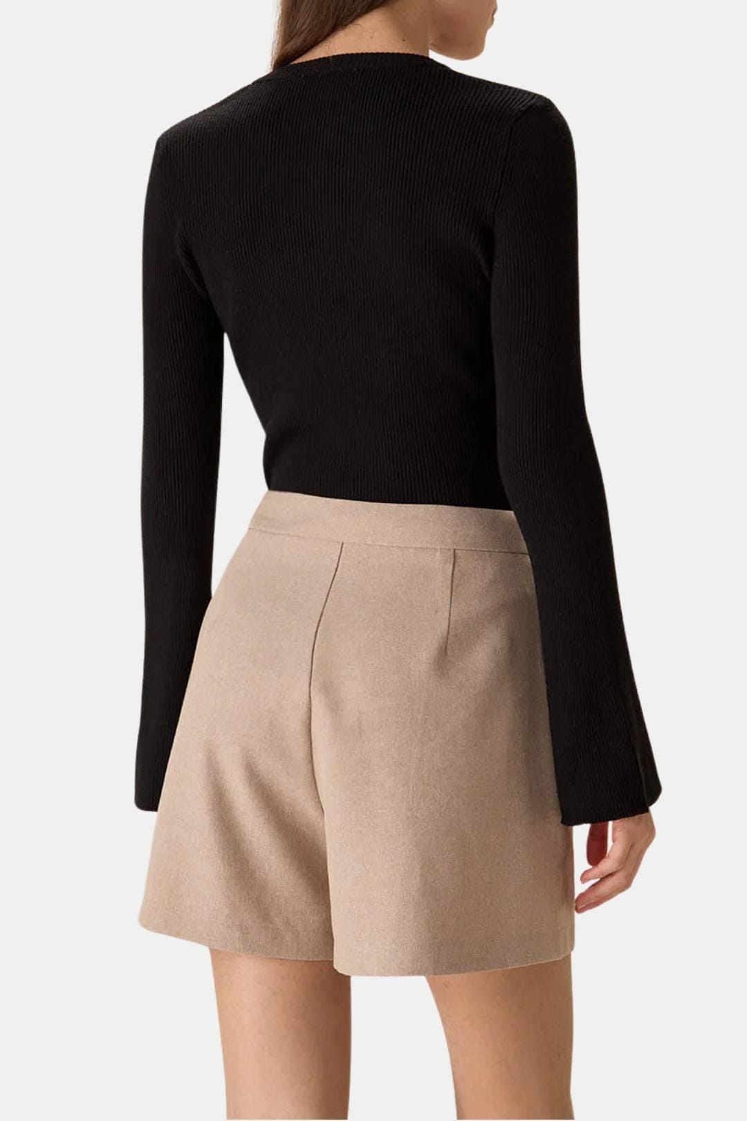 Katina – Ribbed Round Neck Button Knit Top