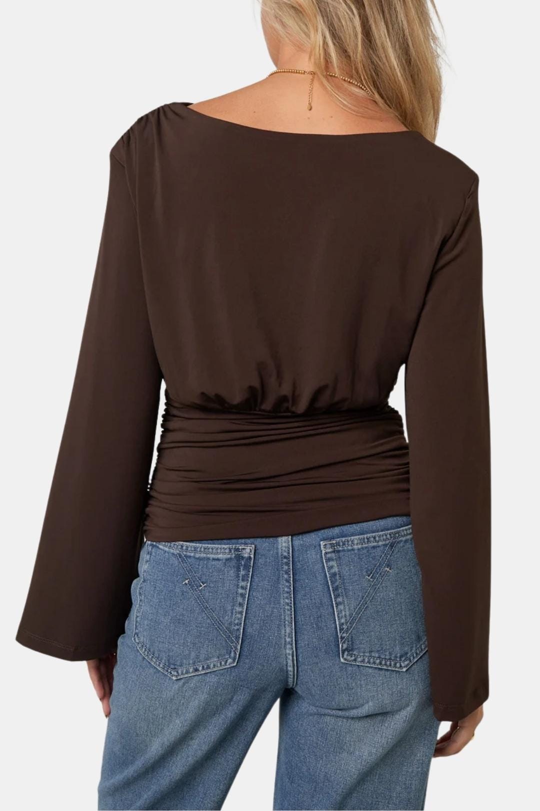 Lorelai – Flared-Sleeve Ruched Waist Top