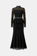 Margo – Beaded Lace Top & Mermaid Evening Skirt Set in Black