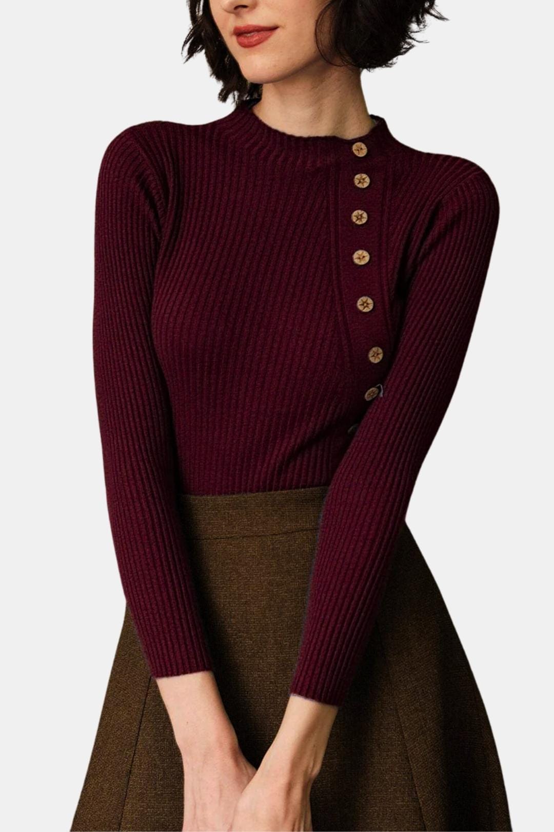 Nyssa – Mock Neck Ribbed Knit Top