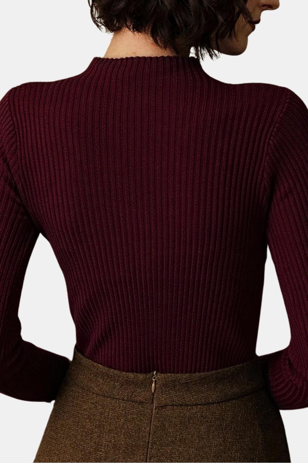 Nyssa – Mock Neck Ribbed Knit Top