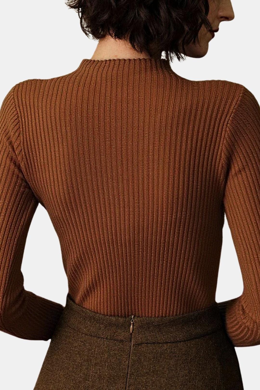 Nyssa – Mock Neck Ribbed Knit Top