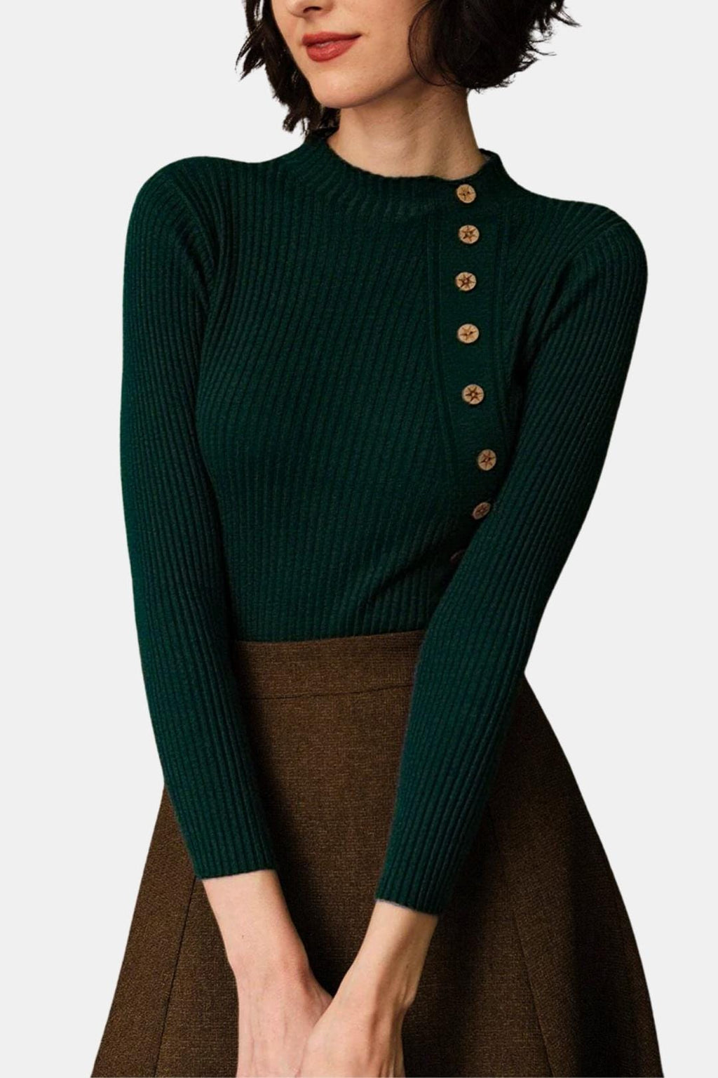 Nyssa – Mock Neck Ribbed Knit Top