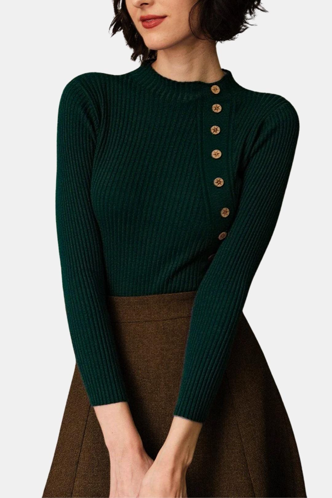 Nyssa – Mock Neck Ribbed Knit Top