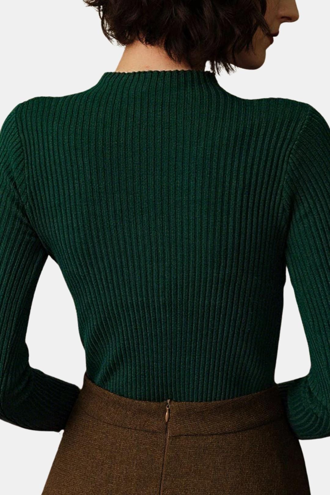 Nyssa – Mock Neck Ribbed Knit Top