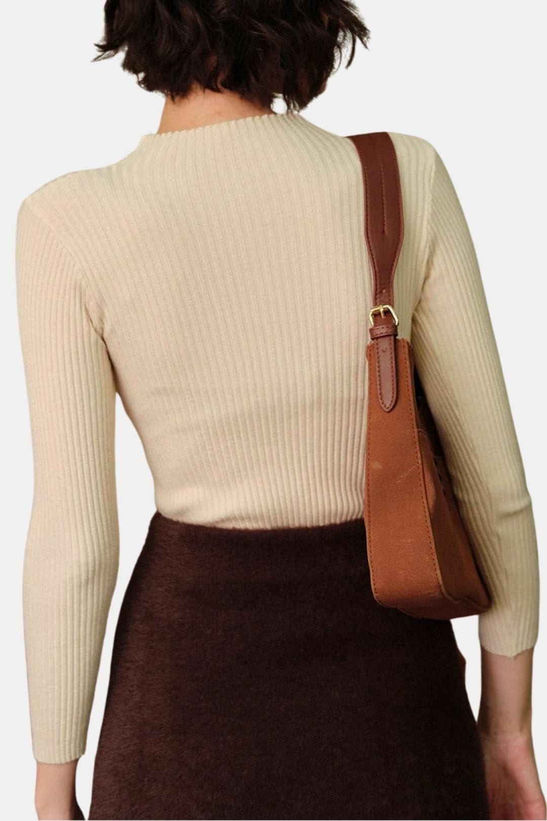 Nyssa – Mock Neck Ribbed Knit Top