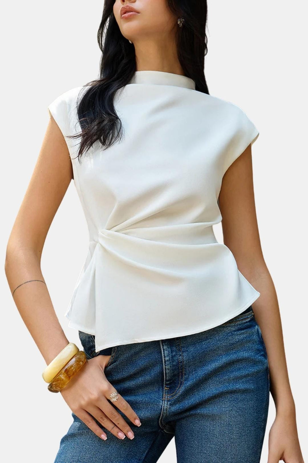 Orvella – Ruched Waist Sleeveless Top