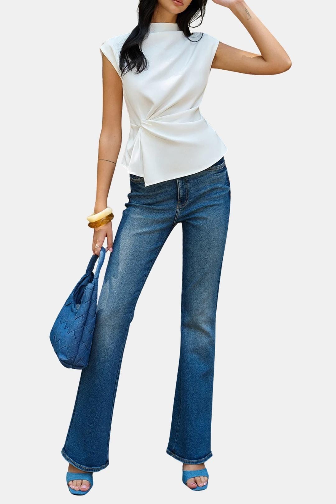 Orvella – Ruched Waist Sleeveless Top
