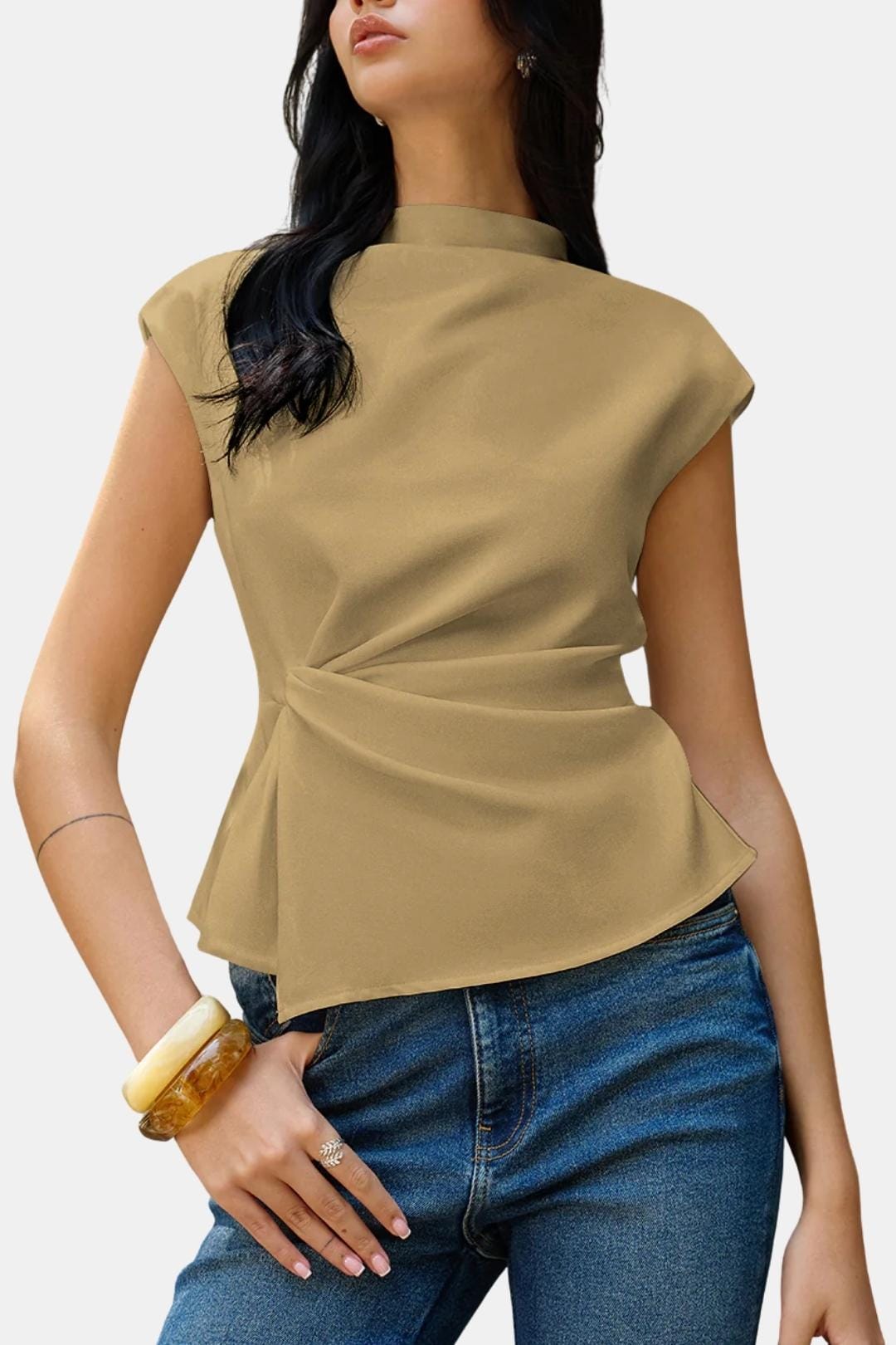 Orvella – Ruched Waist Sleeveless Top