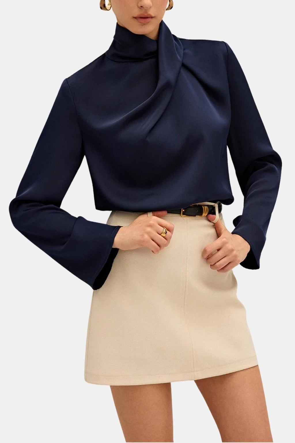 Ravella – Draped High Neck Blouse