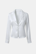 Valetta – Satin Tie-Back Oversized Shirt in White