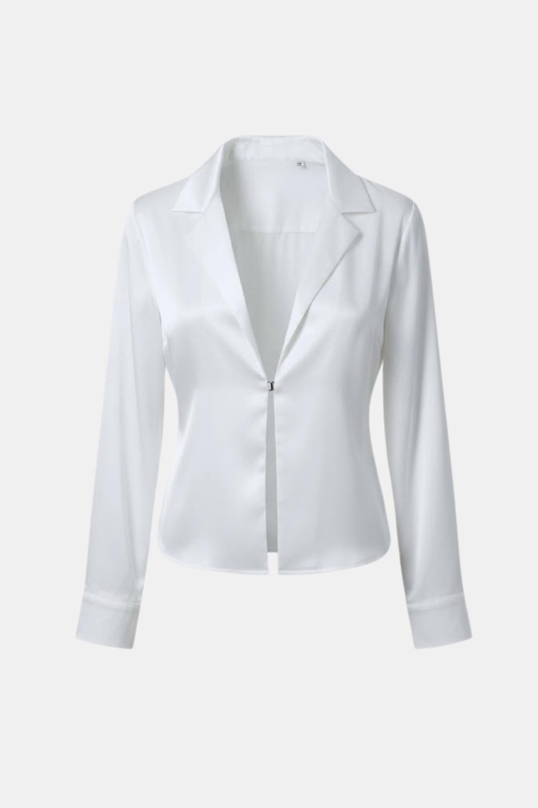 Valetta – Satin Tie-Back Oversized Shirt in White