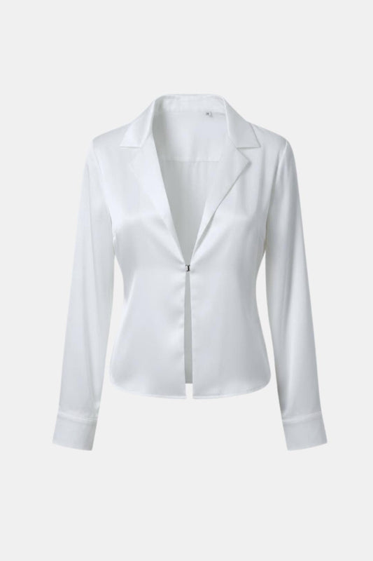 Valetta – Satin Tie-Back Oversized Shirt in White