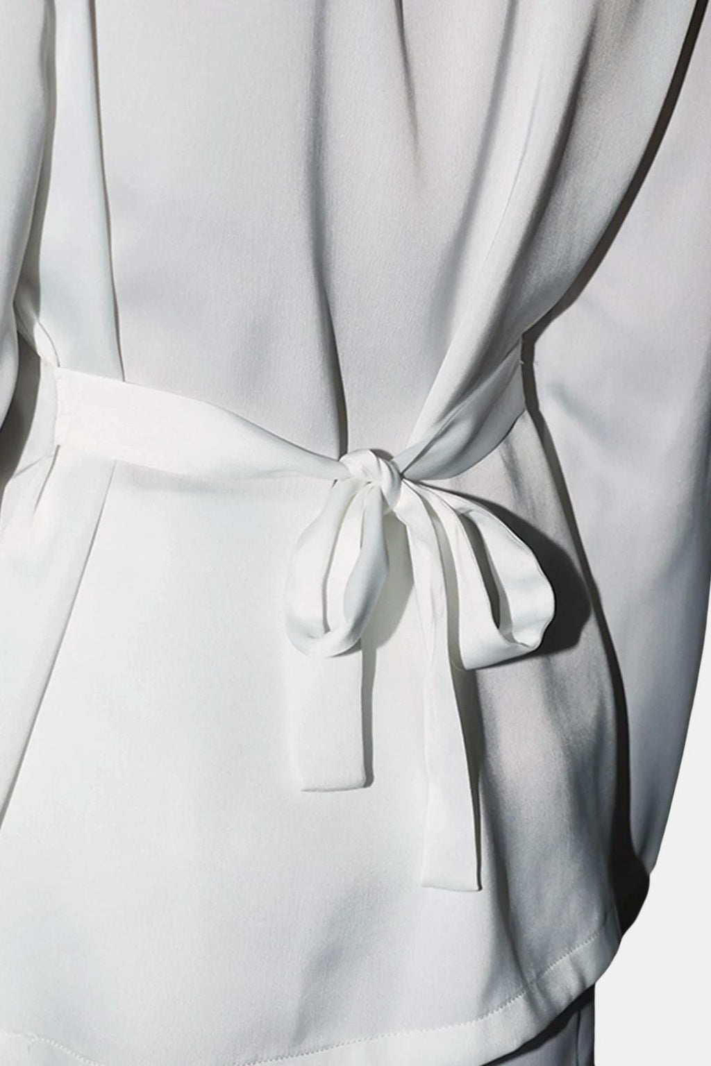 Valetta – Satin Tie-Back Oversized Shirt in White