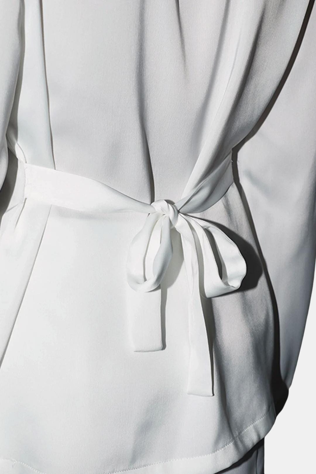 Valetta – Satin Tie-Back Oversized Shirt in White