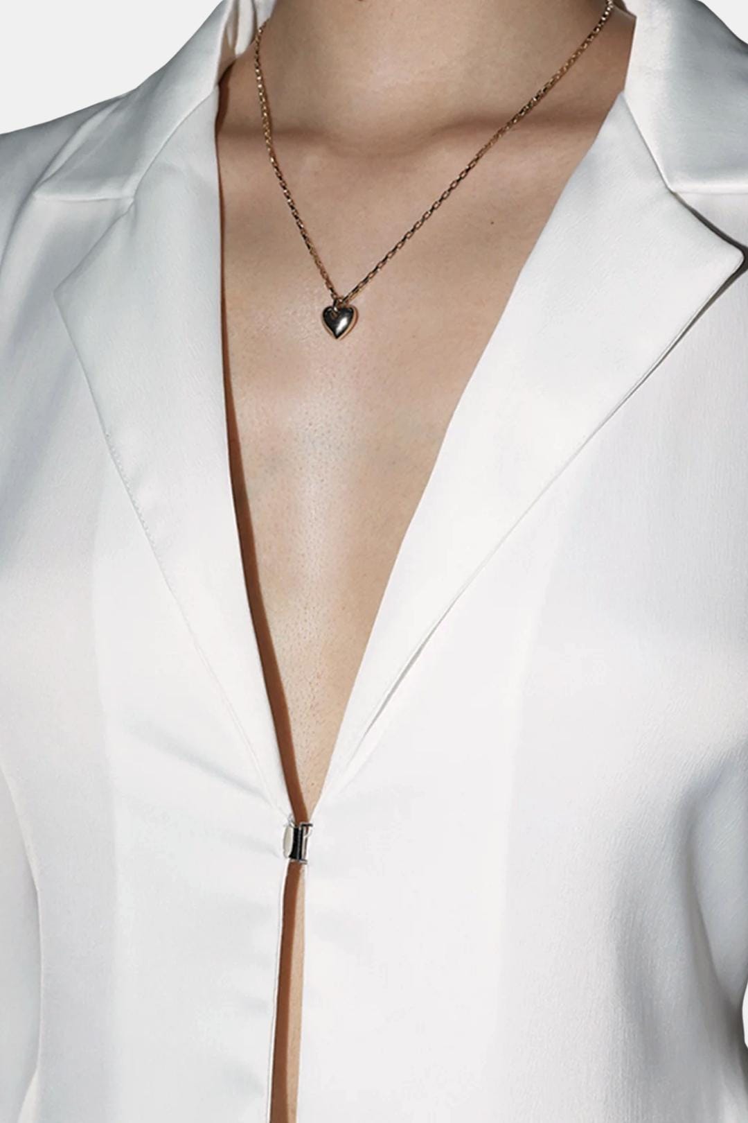 Valetta – Satin Tie-Back Oversized Shirt in White