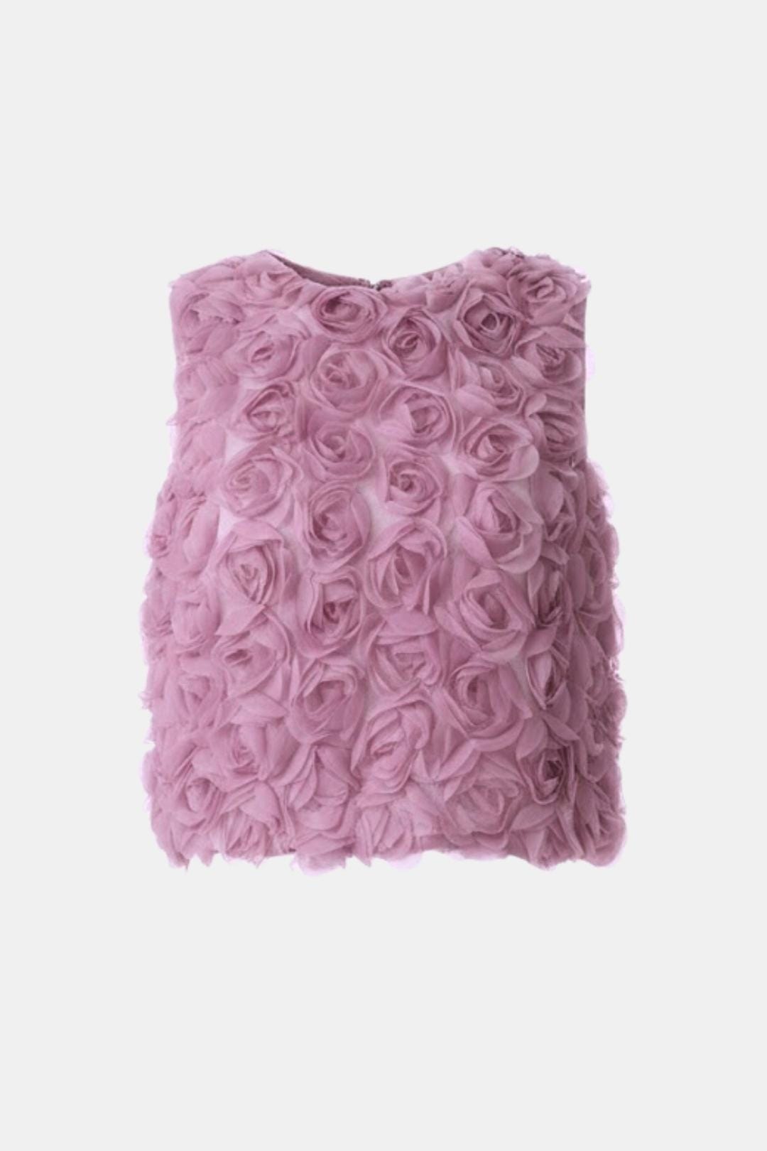 Yulie – Textured Rose Floral Blouse in Purple