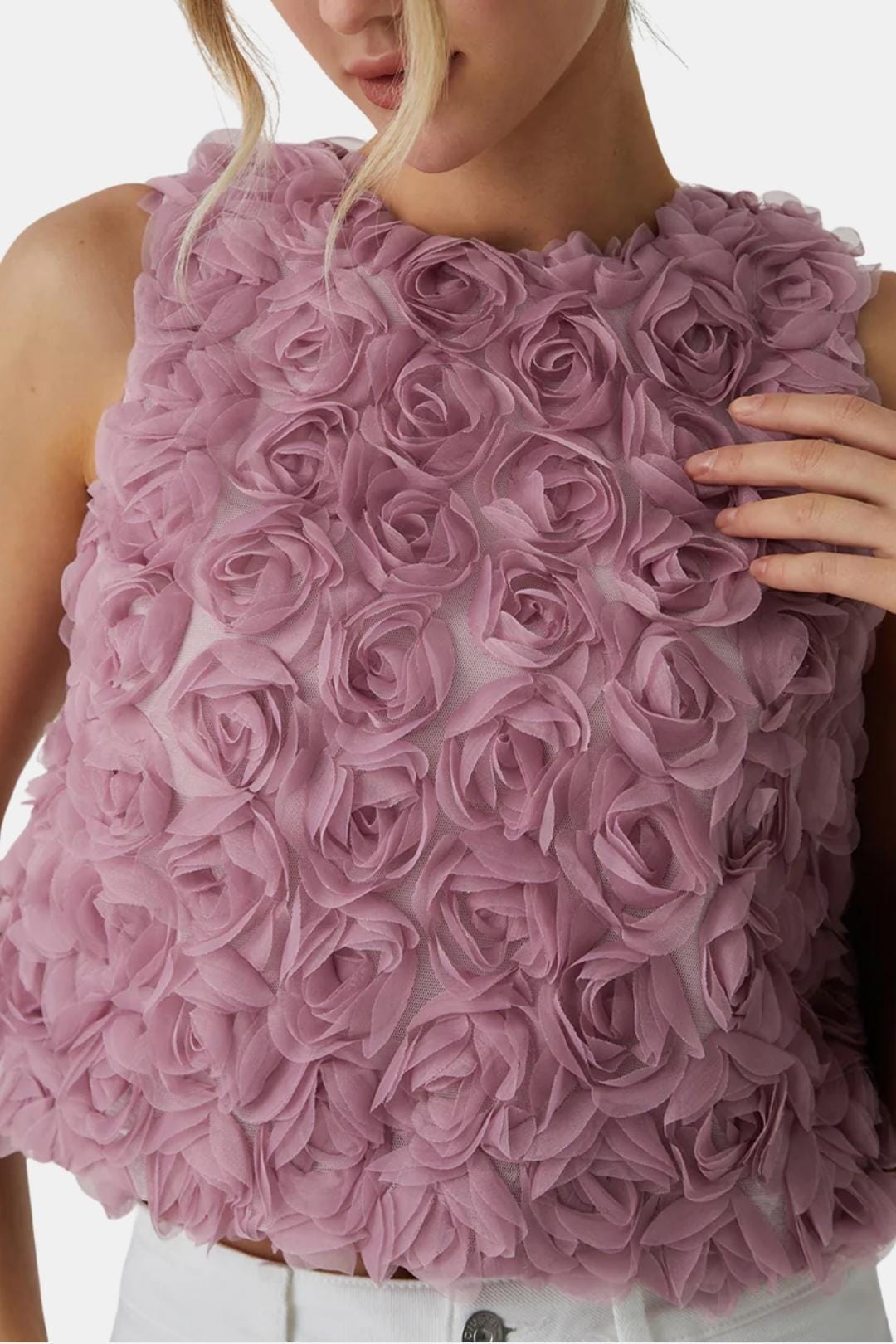 Yulie – Textured Rose Floral Blouse in Purple