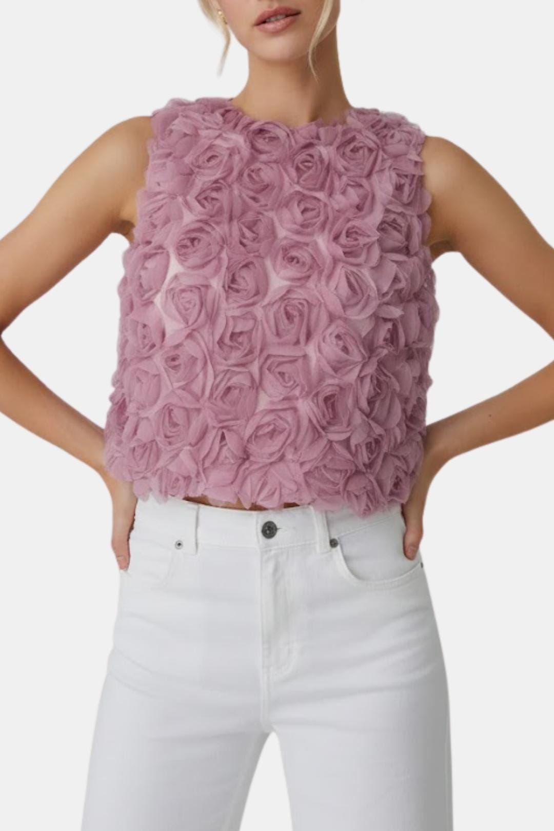 Yulie – Textured Rose Floral Blouse in Purple