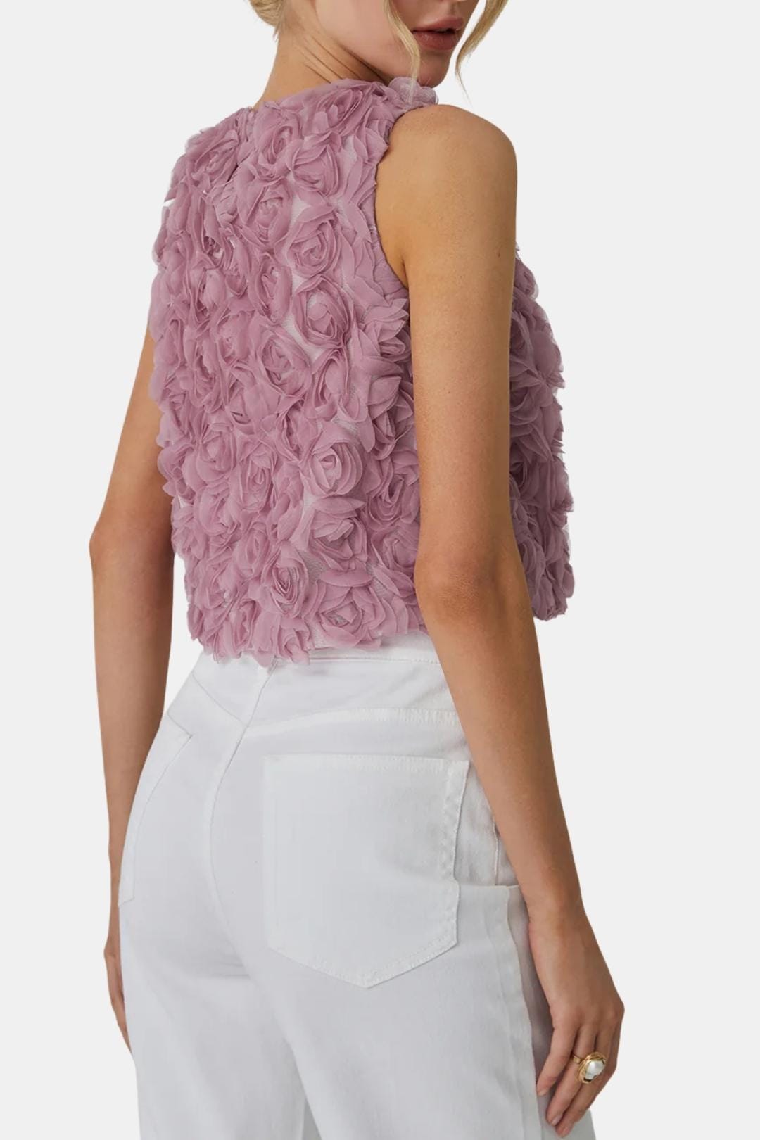 Yulie – Textured Rose Floral Blouse in Purple