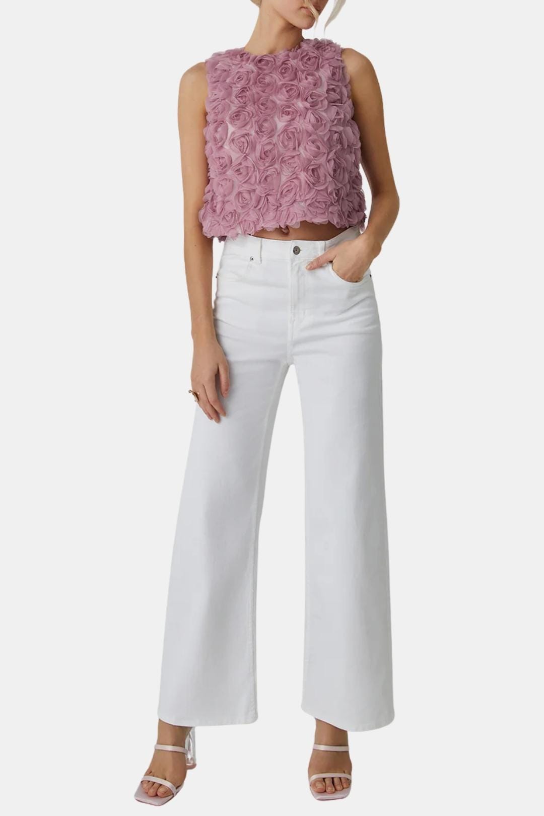 Yulie – Textured Rose Floral Blouse in Purple